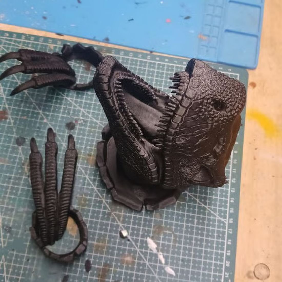 3D printed piece by WePrint3D - Helmet piece - high-density scale detail - matte primer