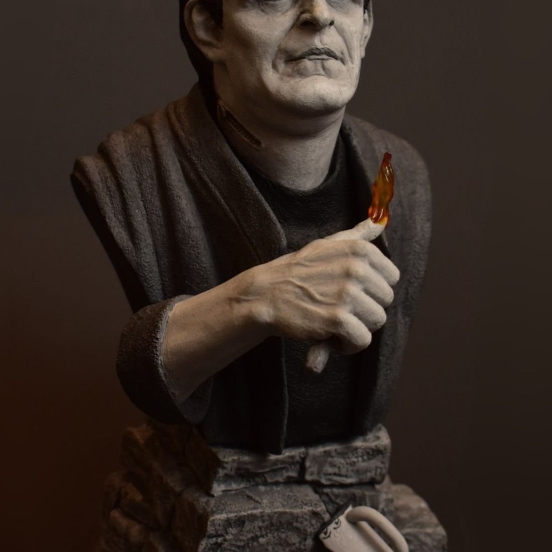 3D printed piece by WePrint3D - Bust - fine skin texture - translucent flame element